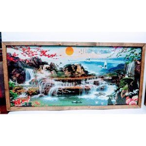 Beautiful Beaded Painting with Frame Hand Made Wall Art work, bead- on fabric